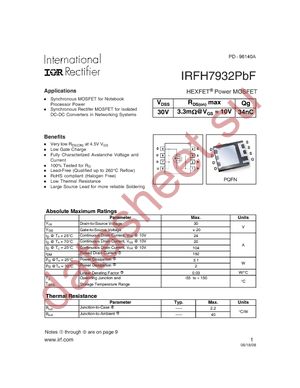 IRFH7932TR2PBF datasheet  